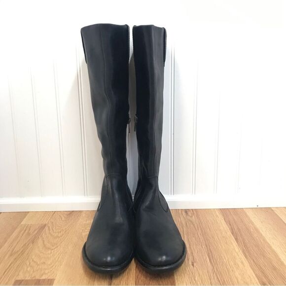 BORN Shaunie Black Leather Knee High Riding‎ Boot Low Heel Fall Winter Size 6.5 - Picture 3 of 15